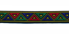 Sierband Ibiza stijl zwart-rood-blauw-groen-geel 12 mm (ca. 22 m) Sierband Ibiza stijl zwart-rood-blauw-groen-geel 12 mm (ca. 22 m)