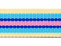 Tassenband 30 mm streep zacht geel/lichtblauw/kobalt blauw/roze (ca. 5 m) Tassenband 30 mm streep zacht geel/lichtblauw/kobalt blauw/roze (ca. 5 m)