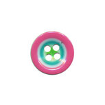 Knoop groen met roze-wit-aqua rand 15 mm (ca. 50 stuks) Knoop groen met roze-wit-aqua rand 15 mm (ca. 50 stuks)