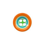 Knoop groen met oranje-wit-aqua rand 15 mm (ca. 50 stuks) Knoop groen met oranje-wit-aqua rand 15 mm (ca. 50 stuks)