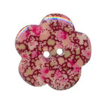 Bloemknoop met bloemenprint roze/aubergine 25 mm (ca. 25 stuks) Bloemknoop met bloemenprint roze/aubergine 25 mm (ca. 25 stuks)
