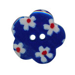 Bloemknoop kobalt blauw met bloemenprint 25 mm (ca. 25 stuks) Bloemknoop kobalt blauw met bloemenprint 25 mm (ca. 25 stuks)
