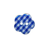 Bloemknoop geruit kobalt blauw/wit 15 mm (ca. 50 stuks) Bloemknoop geruit kobalt blauw/wit 15 mm (ca. 50 stuks)