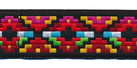 Sierband Inca stijl zwart-rood-fuchsia-geel 25 mm (ca. 22 m) Sierband Inca stijl zwart-rood-fuchsia-geel 25 mm (ca. 22 m)