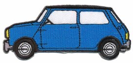 Opstrijkbare applicatie auto 'Mini' blauw met witte koplampen (5 stuks) Opstrijkbare applicatie auto 'Mini' blauw met witte koplampen (5 stuks)