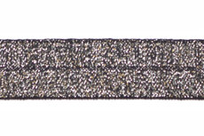 Zilver op zwart #004 elastisch biaisband 20 mm (ca. 25 m) Zilver op zwart #004 elastisch biaisband 20 mm (ca. 25 m)