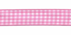 Ruit band roze-wit 15 mm (ca. 45 m) Ruit band roze-wit 15 mm (ca. 45 m)