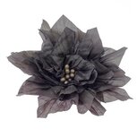 Bloem XL stof met 'hart' grijs ca. 9 cm (5 stuks) Bloem XL stof met 'hart' grijs ca. 9 cm (5 stuks)