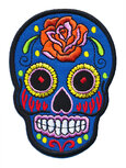 Opstrijkbare applicatie sugar skull blauw groot (5 stuks) Opstrijkbare applicatie sugar skull blauw groot (5 stuks)