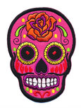 Opstrijkbare applicatie sugar skull fuchsia groot (5 stuks) Opstrijkbare applicatie sugar skull fuchsia groot (5 stuks)
