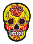 Opstrijkbare applicatie sugar skull geel groot (5 stuks) Opstrijkbare applicatie sugar skull geel groot (5 stuks)