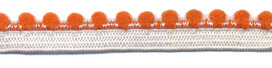 Wit-donker oranje elastiek met bolletjes sierrand 12 mm (ca. 10 meter) Wit-donker oranje elastiek met bolletjes sierrand 12 mm (ca. 10 meter)