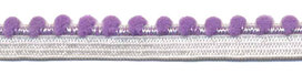 Wit-lila elastiek met bolletjes sierrand 12 mm (ca. 10 meter) Wit-lila elastiek met bolletjes sierrand 12 mm (ca. 10 meter)