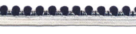 Wit-donker blauw elastiek met bolletjes sierrand 12 mm (ca. 10 meter) Wit-donker blauw elastiek met bolletjes sierrand 12 mm (ca. 10 meter)