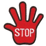 Opstrijkbare applicatie STOP hand rood (5 stuks) Opstrijkbare applicatie STOP hand rood (5 stuks)