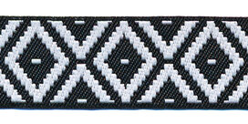 Sierband jacquard stijl zwart-wit 25 mm (ca. 22 m) Sierband jacquard stijl zwart-wit 25 mm (ca. 22 m)