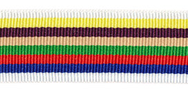 Wit-geel-bruin-zand-groen-rood-blauw-wit grosgrainband 25 mm (ca. 45 m) Wit-geel-bruin-zand-groen-rood-blauw-wit grosgrainband 25 mm (ca. 45 m)