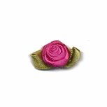 Roosje satijn fuchsia op blad 15 x 25 mm (ca. 25 stuks) Roosje satijn fuchsia op blad 15 x 25 mm (ca. 25 stuks)