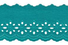 Broderie petrol/zeegroen KATOEN 75 mm (ca. 13,5 m) Broderie petrol/zeegroen KATOEN 75 mm (ca. 13,5 m)