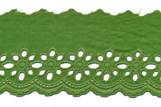 Broderie olijf groen KATOEN 75 mm (ca. 13,5 m) Broderie olijf groen KATOEN 75 mm (ca. 13,5 m)