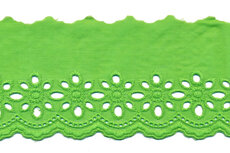Broderie appelgroen KATOEN 75 mm (ca. 13,5 m) Broderie appelgroen KATOEN 75 mm (ca. 13,5 m)