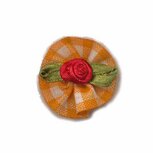 Roosje satijn rood op oranje geruit blad 25 mm (10 stuks) Roosje satijn rood op oranje geruit blad 25 mm (10 stuks)