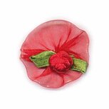 Roosje satijn rood op rood organza blad 30 mm (10 stuks) Roosje satijn rood op rood organza blad 30 mm (10 stuks)