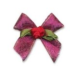 Fuchsia strik met rood roosje op blad (25 stuks) Fuchsia strik met rood roosje op blad (25 stuks)