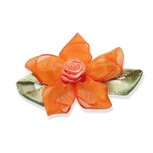 Roosje satijn oranje op oranje organza bloem 50 mm (10 stuks) Roosje satijn oranje op oranje organza bloem 50 mm (10 stuks)