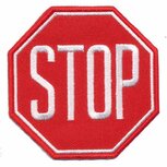 Opstrijkbare applicatie stopbord rood wit (5 stuks) Opstrijkbare applicatie stopbord rood wit (5 stuks)