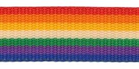 Tassenband 25 mm regenboog streep rood/oranje/geel/wit/groen/paars/blauw STEVIG (ca. 5 m) Tassenband 25 mm regenboog streep rood/oranje/geel/wit/groen/paars/blauw STEVIG (ca. 5 m)