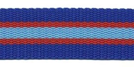 Tassenband 25 mm streep kobalt blauw/rood/licht blauw STEVIG (ca. 5 m) Tassenband 25 mm streep kobalt blauw/rood/licht blauw STEVIG (ca. 5 m)