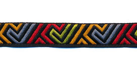 Sierband fantasy modern rood-groen-oker-grijs 12 mm (ca. 22 m) Sierband fantasy modern rood-groen-oker-grijs 12 mm (ca. 22 m)
